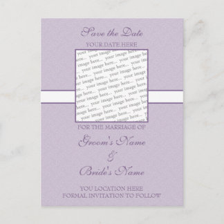 Lavendel Lila Eggshell Save the Date Postkarte