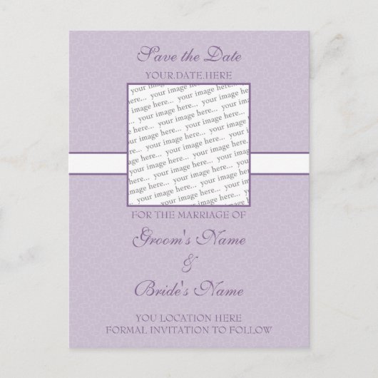 Lavendel Lila Eggshell Save the Date Postkarte (Vorderseite)