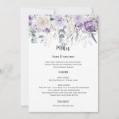 Lavendel, Lila, Elfenbein, Green Wedding Menu Einladung (Vorderseite)