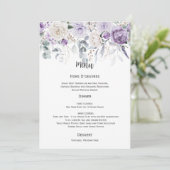 Lavendel, Lila, Elfenbein, Green Wedding Menu Einladung (Stehend Vorderseite)