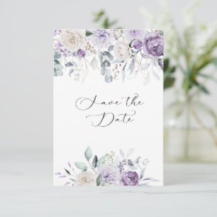 Lavendel, Lila, Elfenbein Hydrangeen-Blumenstrauß Save The Date