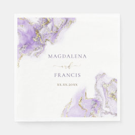 Lavendel-lila Farbmarmorhochzeit Serviette