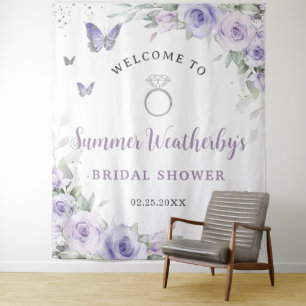 Lavendel Lila Flieder Floral Brautparty Willkommen Wandteppich