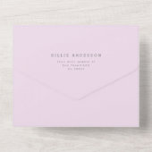 Lavendel Lila Floral Baby in Blütendusche All In One Einladung (Rückseite)