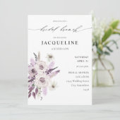 Lavendel Lila Floral Bridal Brunch Einladung (Stehend Vorderseite)