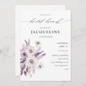 Lavendel Lila Floral Bridal Brunch Einladung (Vorne/Hinten)