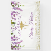 Lavendel Lila Floral Gold RN Abschluss Pflege Banner (Vertikal)