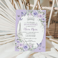 Lavendel Lila Floral Paris Butterfly Quinceañera
