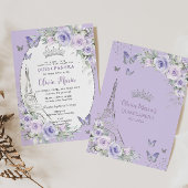 Lavendel Lila Floral Paris Butterfly Quinceañera Einladung