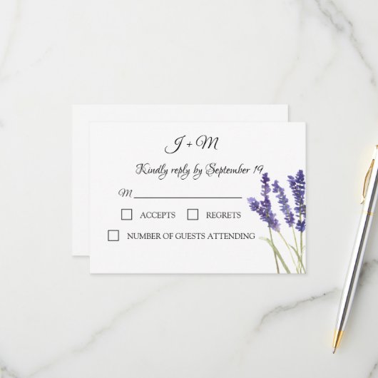 Lavendel Lila florale Rustikale Blume Moderne UAWG RSVP Karte (Vorderseite/Rückseite Beispiel)