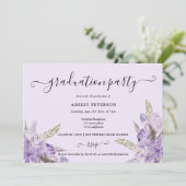 Lavendel lila floraler Abschluss Einladung (Stehend Vorderseite)
