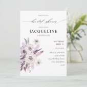 Lavendel Lila florales Brautparty Einladung (Stehend Vorderseite)