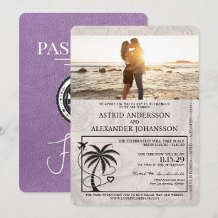 Lavendel Lila Florida Reisepass Hochzeit Einladung