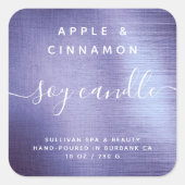 Lavendel Lila Foil gebürstete Metall-Sojakkerze Quadratischer Aufkleber (Vorderseite)