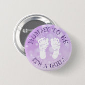 Lavendel Lila Footprints Girl Baby Shooting Button (Vorne & Hinten)