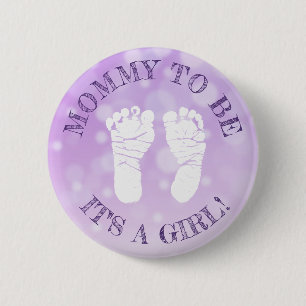 Lavendel Lila Footprints Girl Baby Shooting Button