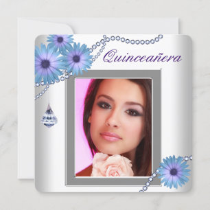 Lavendel-Lila Gänseblümchen Quinceanera Einladung