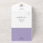 Lavendel Lila Gelbe Blütengolden Wedding RSVP All In One Einladung (Außenbereich)