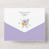 Lavendel Lila Gelbe Blütengolden Wedding RSVP All In One Einladung (Rückseite)