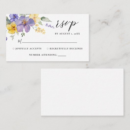 Lavendel Lila Gelbe UAWG floral Save the Date Begleitkarte (Vorne/Hinten)