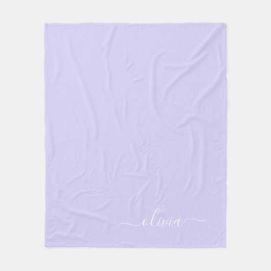 Lavendel Lila Girly Script Monogram Name Modern Fleecedecke (Vorderseite)