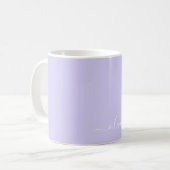 Lavendel Lila Girly Script Monogram Name Modern Kaffeetasse (Vorderseite Links)
