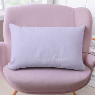 Lavendel Lila Girly Script Monogram Name Modern Lendenkissen