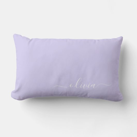 Lavendel Lila Girly Script Monogram Name Modern Lendenkissen (Vorderseite)