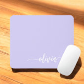 Lavendel Lila Girly Script Monogram Name Modern Mousepad