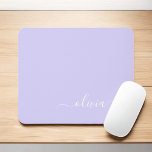 Lavendel Lila Girly Script Monogram Name Modern Mousepad<br><div class="desc">Lavender Lila Monogram Fügen Sie Ihren eigenen Namen Mousepad (Maus-Pad). Das macht den perfekten 16 Geburtstag,  Hochzeit,  Brautparty,  Jubiläum,  Babydusche oder Junggeselinnen-Abschied Geschenk für jemanden,  der Lieben glamourösen Luxus und schicke Stile.</div>