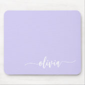 Lavendel Lila Girly Script Monogram Name Modern Mousepad (Vorne)