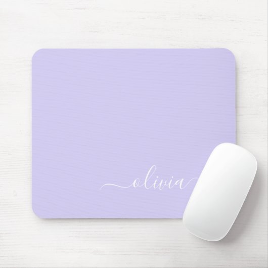 Lavendel Lila Girly Script Monogram Name Modern Mousepad (Mit Mouse)