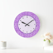 Lavendel Lila Glitzer Große Wanduhr (Zuhause)
