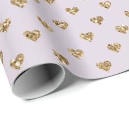 Lavendel Lila Gold Glitzer Hearts Geschenkpapier