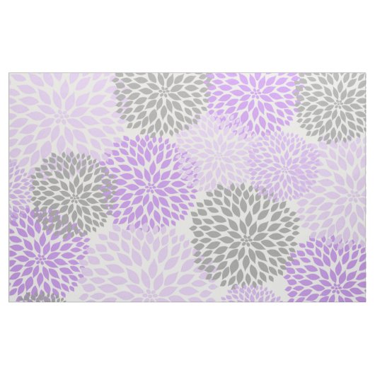 Lavendel Lila Grau Modern Dahlia Blumendruck Stoff (Yard (91,4 cm))