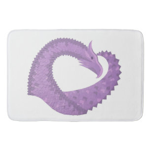 Lavendel lila Herzdrache auf Weiß Badematte