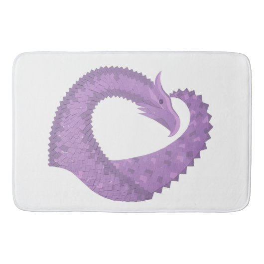 Lavendel lila Herzdrache auf Weiß Badematte (Vorderseite)