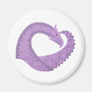 Lavendel lila Herzdrache auf Weiß Magnet