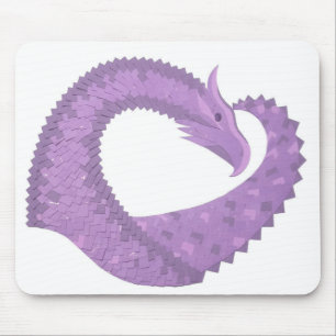 Lavendel lila Herzdrache auf Weiß Mousepad