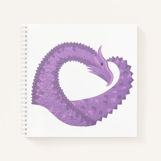 Lavendel lila Herzdrache auf Weiß Notizbuch (Vorderseite)