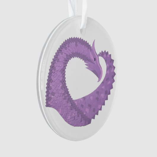 Lavendel lila Herzdrache auf Weiß Ornament (Vorderseite)