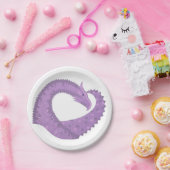 Lavendel lila Herzdrache auf Weiß Pappteller (Party)