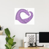 Lavendel lila Herzdrache auf Weiß Poster (Heimbüro)