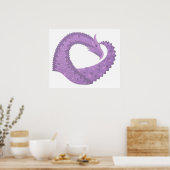 Lavendel lila Herzdrache auf Weiß Poster (Küche)