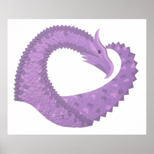Lavendel lila Herzdrache auf Weiß Poster