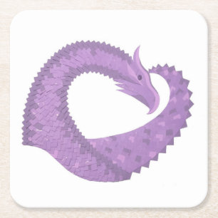 Lavendel lila Herzdrache auf Weiß Rechteckiger Pappuntersetzer