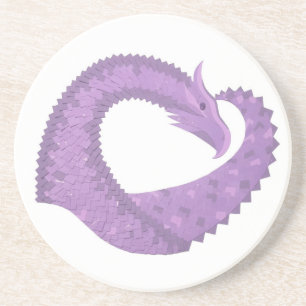 Lavendel lila Herzdrache auf Weiß Sandstein Untersetzer