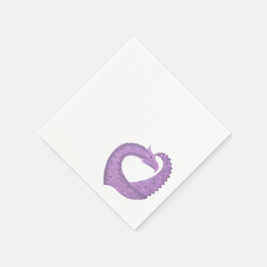 Lavendel lila Herzdrache auf Weiß Serviette (Ecke)