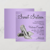 Lavendel Lila High Heels Sweet 16 Party Einladung (Vorne/Hinten)