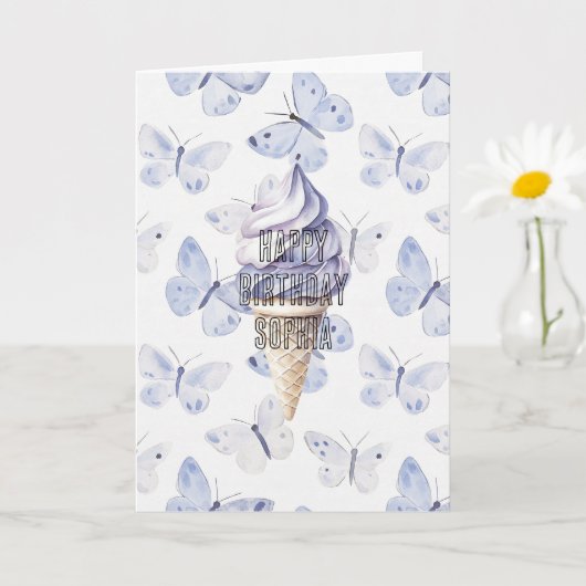 Lavendel Lila Ice Creme Cones Birthday Karte (Kleine Pflanze)